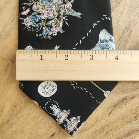 Elegant Vintage Nicole Miller Black Artistic Wedding Tie 100% Silk - Picture 10 of 13